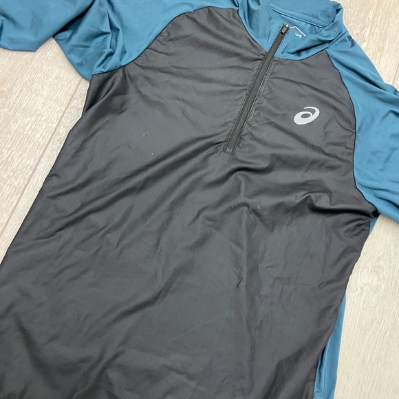 ASICS Men’s Quarter Zip Running Jacket Pullover Black Blue Athletic - Picture 4 of 6